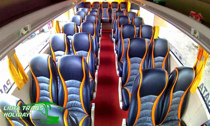 Interior Sewa Bus Pariwisata Gunung Madu Trans Bandung Murah Terbaik