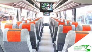 Interior Sewa Bus Pariwisata White Horse di Jakarta Murah